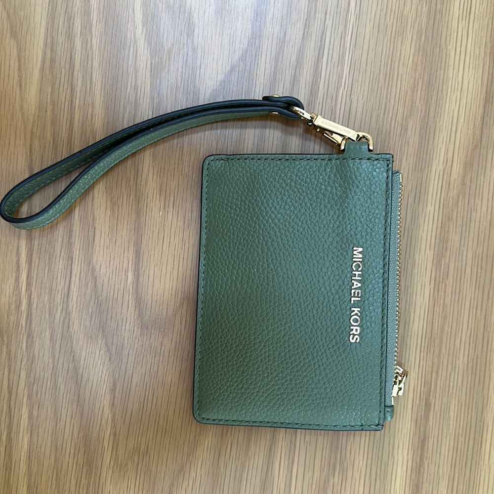 Army green Michael Kors wristlet wallet